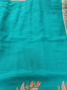 Embroidered Teal Saree