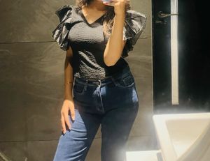 Chic Black Ruffle Sleeve Top