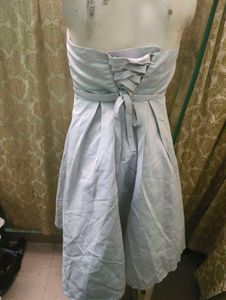 off shoulder grey dress with black sequence blazer