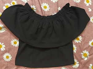Off Shoulder Black Crop Top