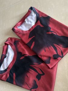 combo Off 2 T,sart Red Floral Print Tee
