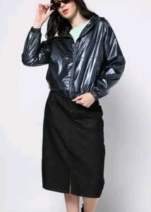 Metallic Bomber Hooded Jacket