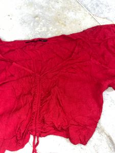 ❤️Red Cinched Crop Top❤️