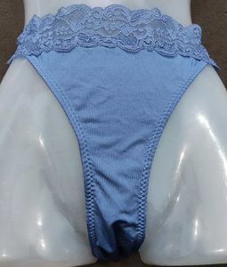 Blue Lace Trim Thong 🖤