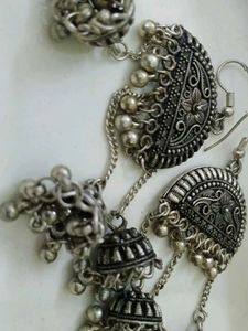 Oxidized Jhumka Earrings