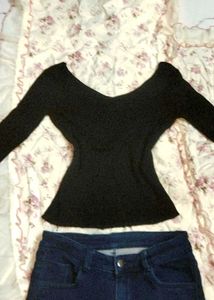 Black fitted stretchable Top