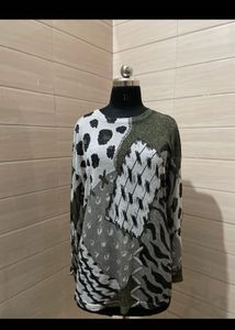 Jaguar Oversized glitter Animal Print Long Sleeve