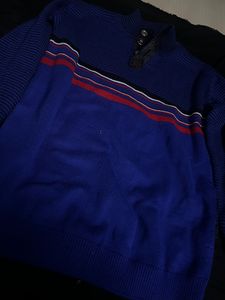Blue With Multi Coloured Stripes Sweater