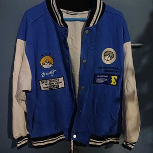 💙🤍Blue Embroidered Varsity Jacket