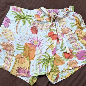Tropical Print Wrap Skirt