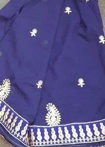 Elegant Navy Blue Saree With Blouse Piece