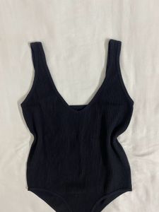 Black Ribbed Bodysuit fits S/M