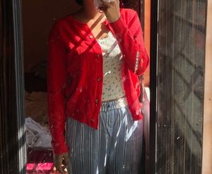 Red Cardigan Sweater🍎