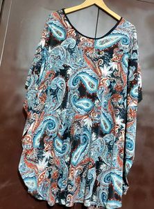 Cyan Blue Floral Printed Top For 44 Bust