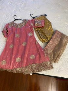 HEAVY BRIDAL PAKISTANI STITCHED SUIT &  BROAD Lace