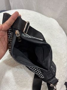 Black Rhinestone Waist Ba