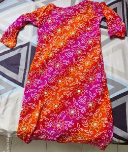 Colorful Embroidered Bandhani Dress