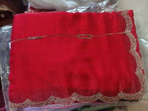 Red Dupatta with Embellishments