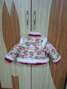 Royal look Floral Baby Jacket with Fur Trim