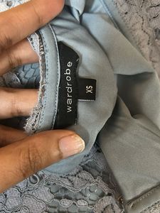 Elegant Grey Lace Top