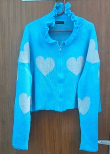 SHEIN Blue Heart Cardigan