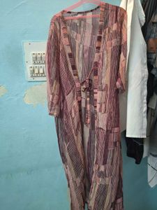 Striped Maxi See Through Overcoat