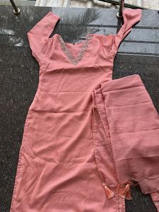 Elegant Peach Kurta Set Large zize