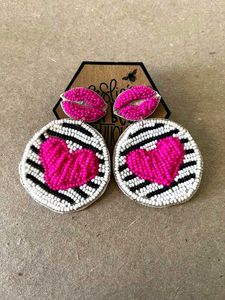 Striped Heart Earrings💕