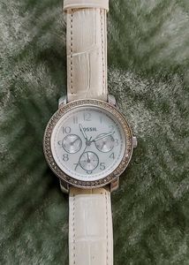 Fossil White Leather Watch