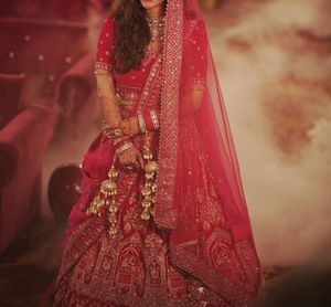 Elegant Magenta Embroidered Lehenga Choli Set