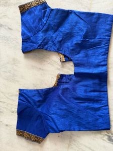 Blue Embroidered Saree With Stitched Blouse