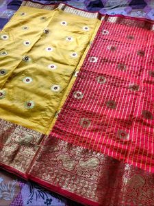 Elegant Yellow &amp; Red Saree