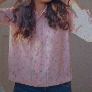 Pink Patterned Button-Down