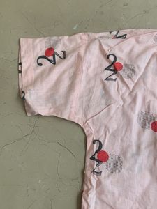Cute Pink Cotton Shirt – XS (Free-Fitting &amp; Flowy)
