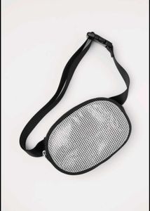 H&amp;M OVAL WAIST BAG FANNY POUCH BLING BLACK SILVER