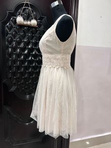 Netted Beige Sleeveless Dress