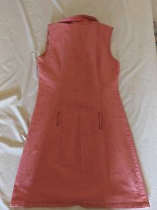 Coral Sleeveless Denim Dress