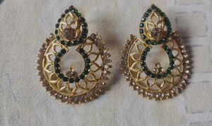 Elegant Green & Gold Earrings