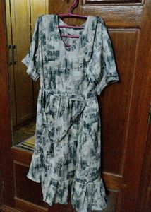 Abstract Print Midi Dress