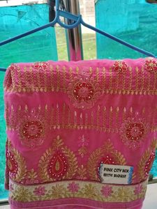Festive Saree In Rose Colour
