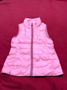 Kids Pink Puffer Sleeveless Jacket