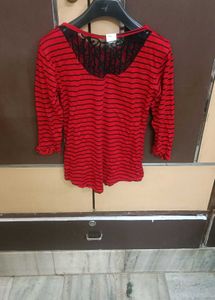 Red Striped Long Sleeve Top