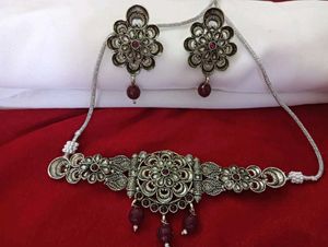 Oxidized Silver Floral Jewelry Set