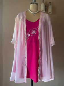 Pink Embroidered Slip Dress