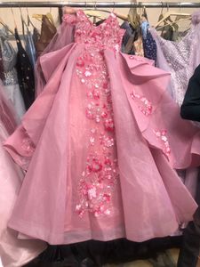 Elegant Pink Barbie Doll Gown Embellished
