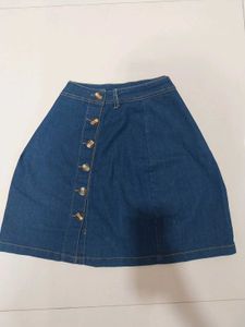 Denim Button-Front Skirt