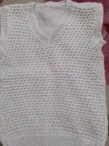 White Knitted Vest hand made sweater
