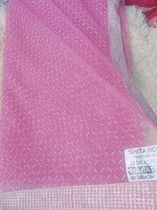 Pink Net Saree