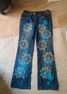 Y2k digital Printed bootcut jeans For Women