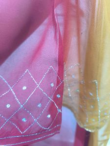 Maroon orange ombre suit patiala set